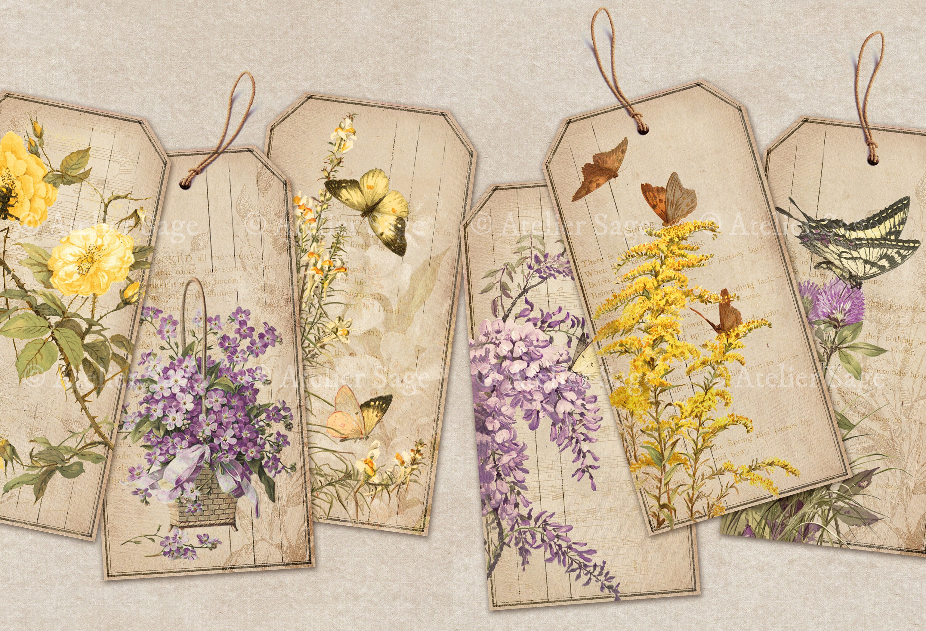 Vintage Spring Garden EPHEMERA, Spring Garden Tags, Junk Journal