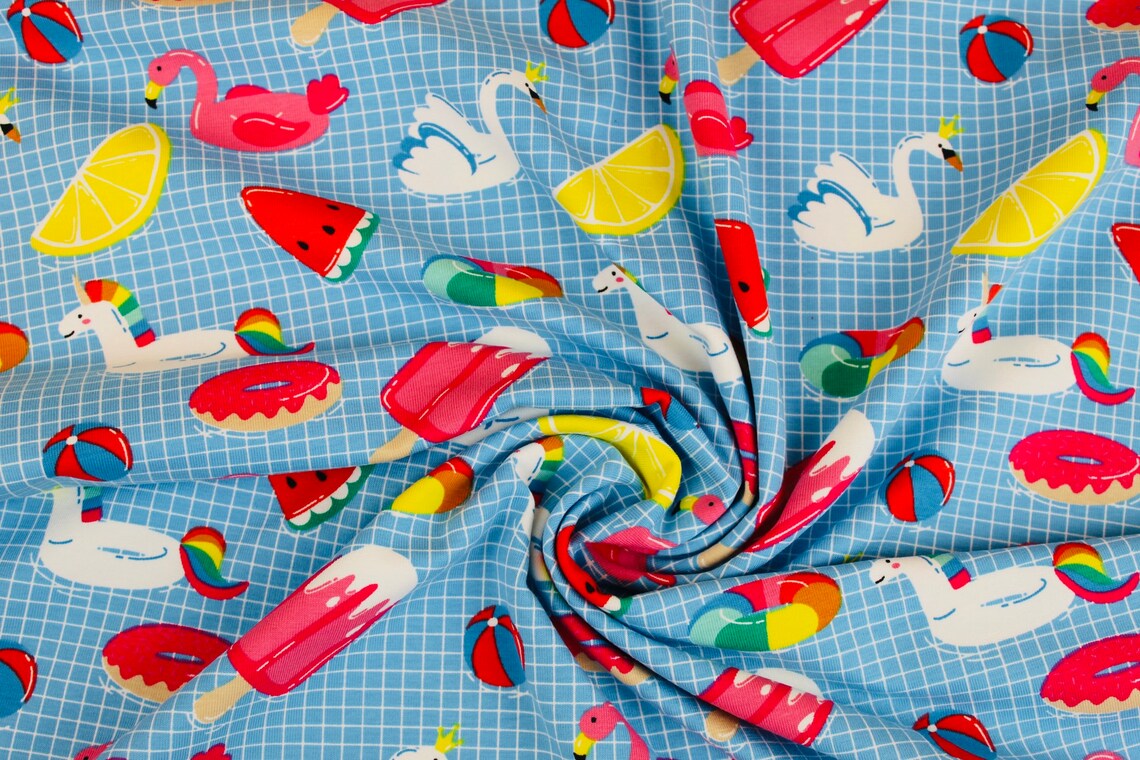 Summer Print Jersey Fabric Bright Summery Print Stretch Etsy