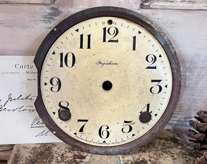 Ingraham Clock Face Rusty Farmhouse Decor Salvaged Clock Part Etsy