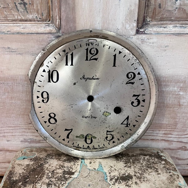 Clock Face Salvaged Vintage Clock Part Ingraham