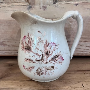 Antique Ironstone Floral Pitcher Staining Crazing