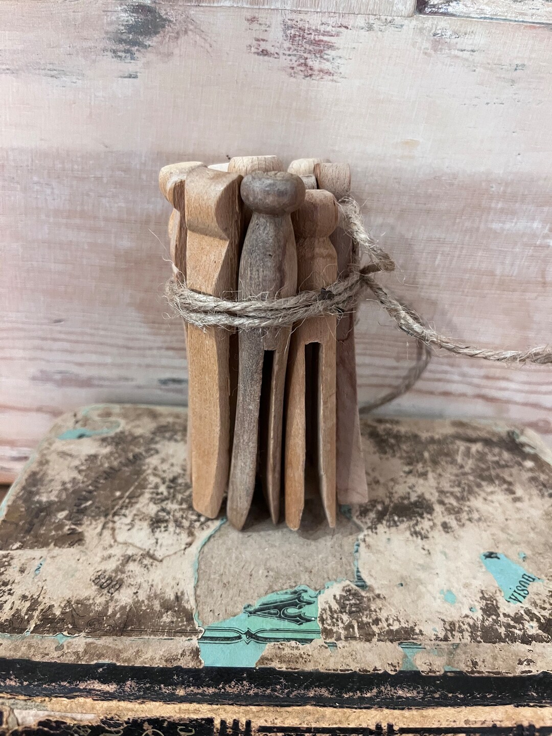 12 Vintage Wooden Clothespins Bundle - Etsy