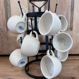 4 Vintage Restaurant Ware Coffee Cups Off-White Syscoware Mugs Farmhouse