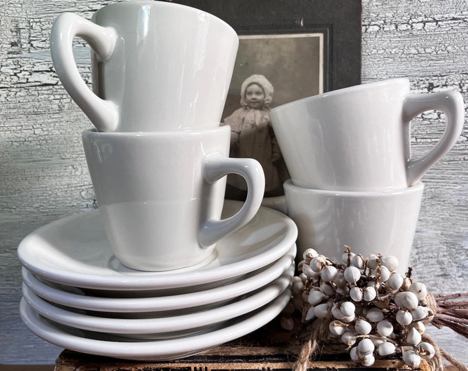 4 Cups & Saucers Restaurant Ware CAC off White Etsy