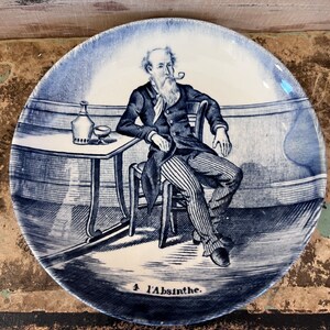 Delfts Plate Boch Belgium Gentleman l&#39;Absinthe