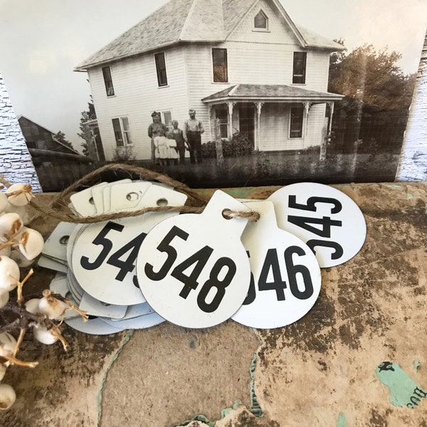 Round Livestock Tag Metal Cow Tag ASCO Newport KY Salvaged Farmhouse Decor