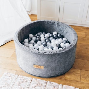 Ball Pit +200 balls, Personalized ball pit, custom ball pit, Handmade Ball pool for kids | Grey