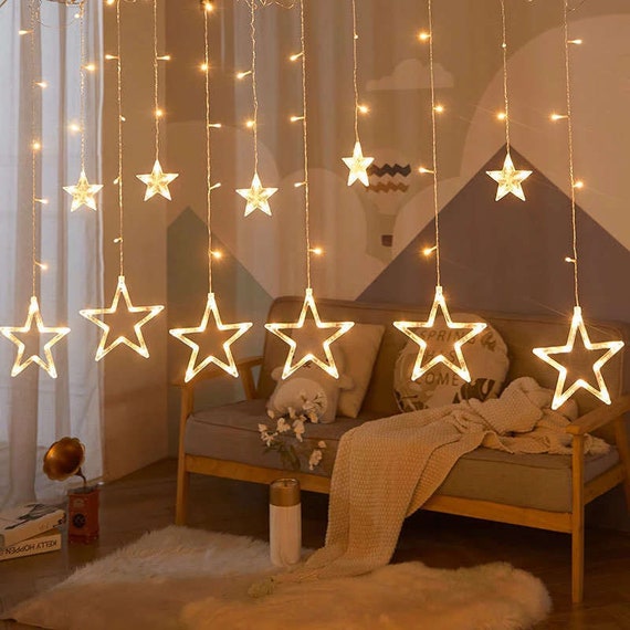 Star Fairy Curtain String Lights for Indoor Outdoor Window Wall