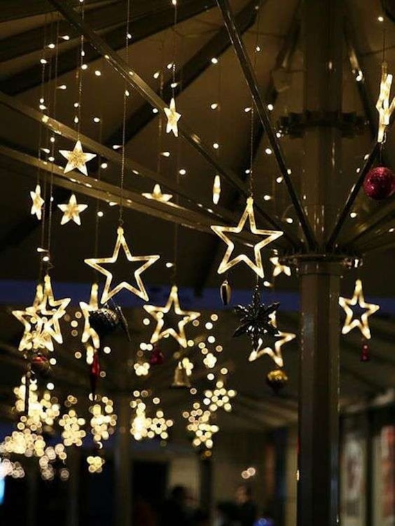 Star Fairy Curtain String Lights for Indoor Outdoor Window Wall