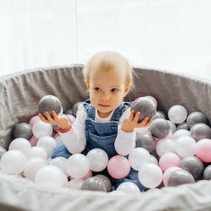 Ball Pit 200 balls, Personalized ball pit, custom ball pit, Handmade Ball pool for kids Grey image 3