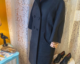 Vintage 1960s Mid-Mod Swing Coat | Union Made Mod Wool Coat XL