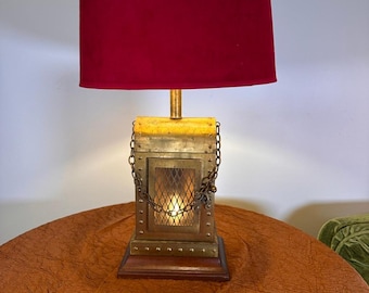 Vintage 1970s Nautical Medieval Revival Brass Lantern Table Lamp Regency Gothic