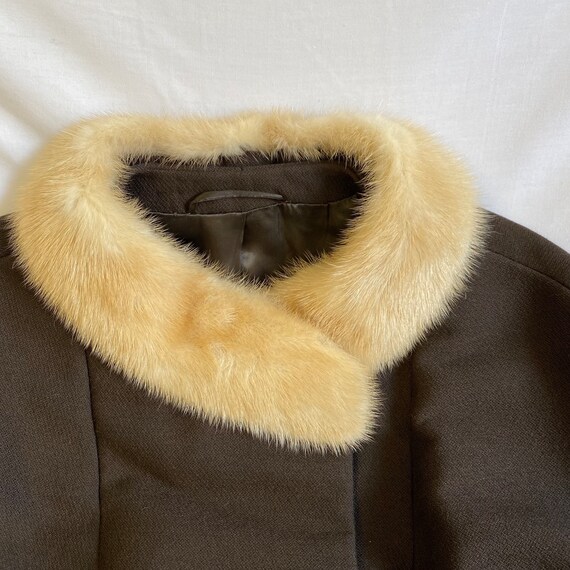 Vintage Modell Mid-Century Fur Collared Swing Coa… - image 2