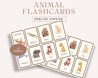 Flashcards de animais em inglês para download