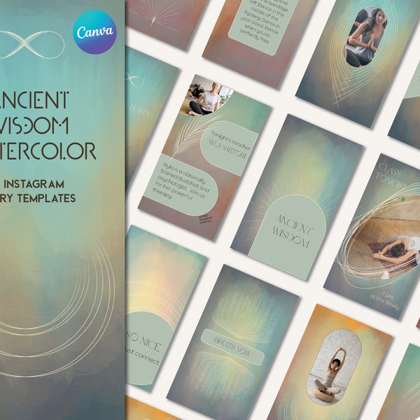 Ancient Wisdom Instagram Story Templates, Spiritual, Meditation, Editable on Canva