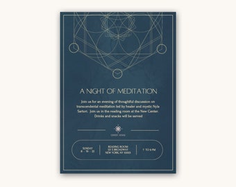 Metatron's Cube Event Invitation Online Editable Template, Sacred Geometry, Spiritual, Meditation, Conscious Party, Canva Template: Style A2