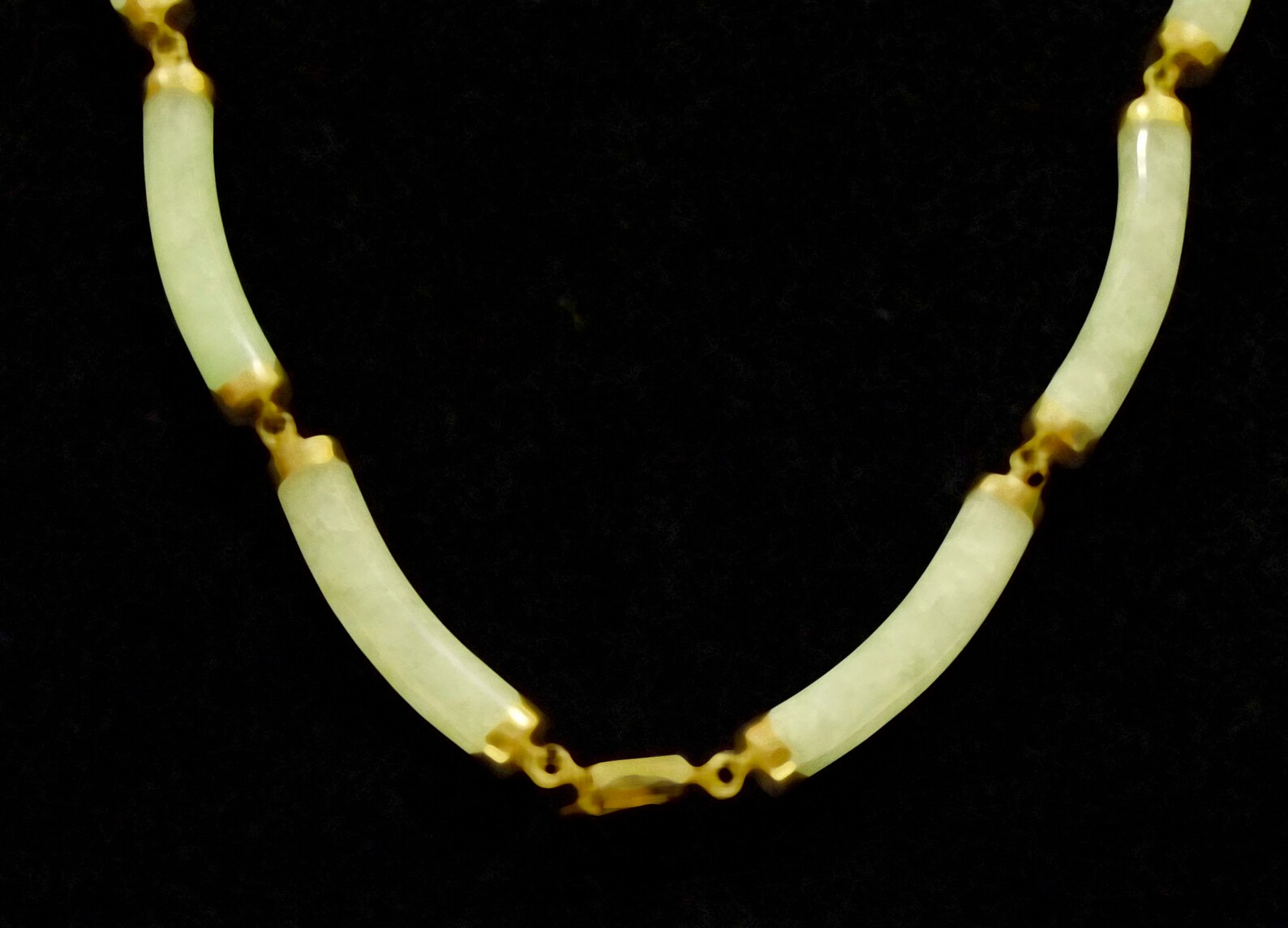 Jade Necklace with 14K Yellow Gold Links 17.5 Inches 15 Etsy