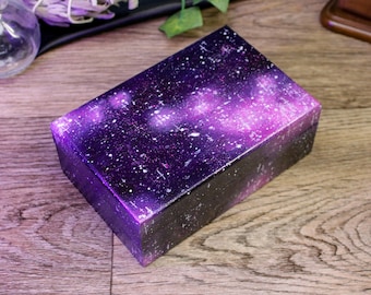 Caja de recuerdos Purple Space / Tarot pintado a mano, almacenamiento de cristales