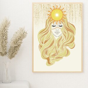 Sonnengöttin Altar Print - Göttliche Sonnengöttin Wandposter für strahlende Wohnkultur