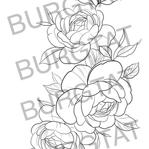 Peony, floral tattoo design