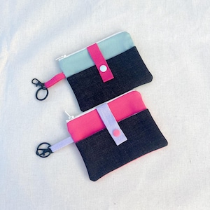 Carteras con llavero de mezclilla multicolor, monederos hechos a mano, pequeñas bolsas con cremallera