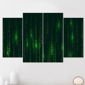 Matrix Wall Decor For Home Interior, Matrix Code Canvas, Programmers Print, Framed Canvas, Ready to Hang, Movie Poster, Minimalist Art