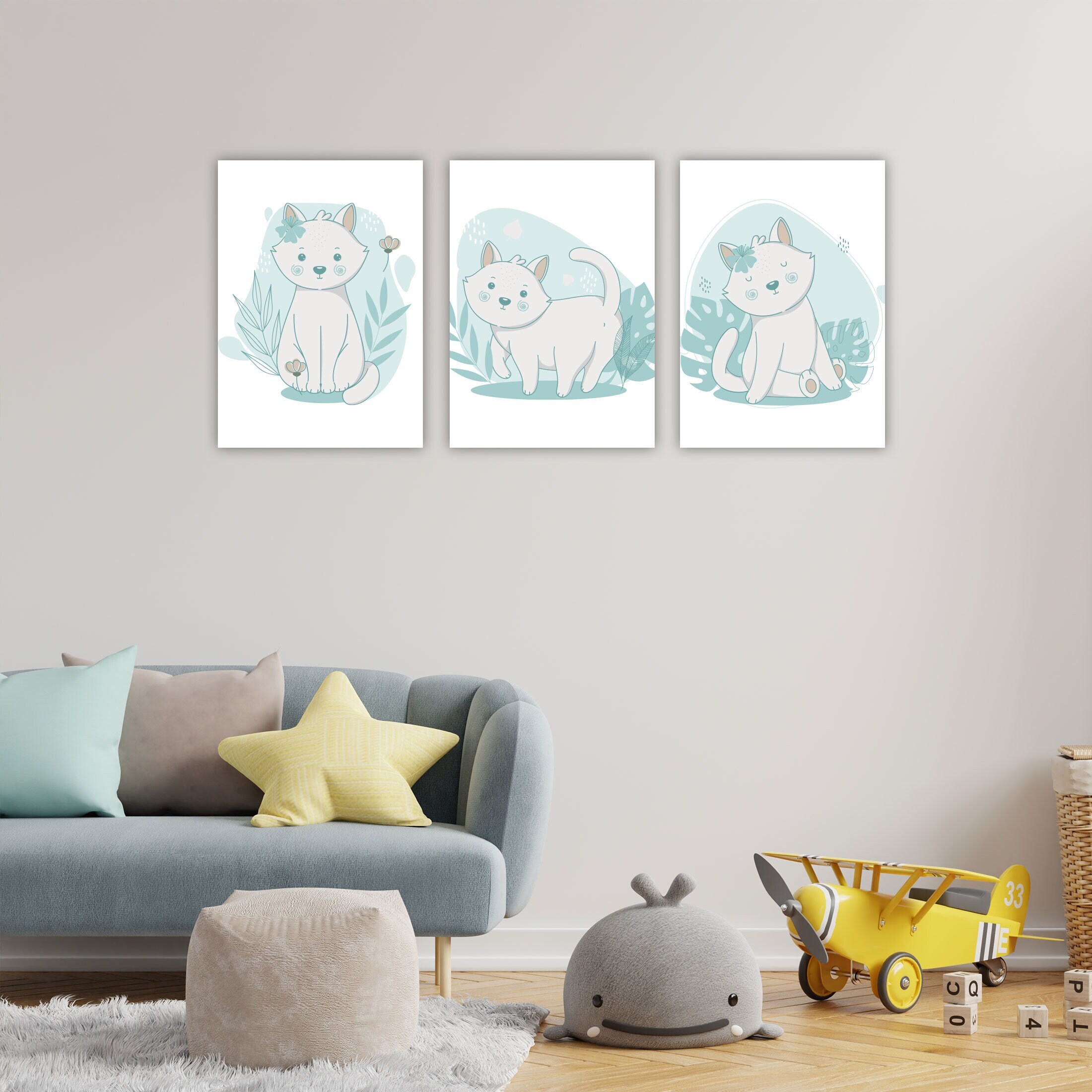 Katze Wandbild Kinderzimmer Dekor KatzenZimmer Dekor | Etsy