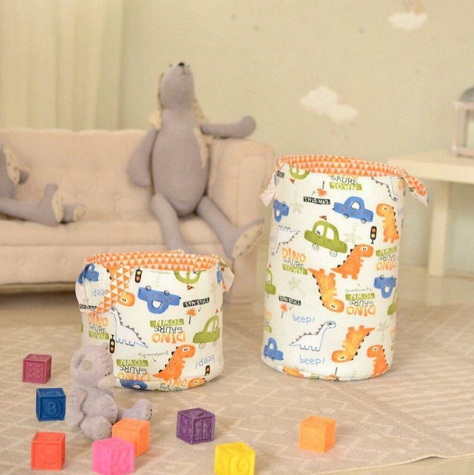 Decoración del hogar cestas de almacenamiento de tela | Etsy