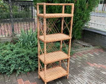 wicker rattan shelf, wicker furniture, rattan etagere, bookcase shelf, tiered plant stand, rattan furniture,