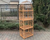 arched wicker shelf, arched rattan shelf, boho cabinet, boho furniture, rattan bookcase, boho bookshelf, bohemian furniture, wicker patio