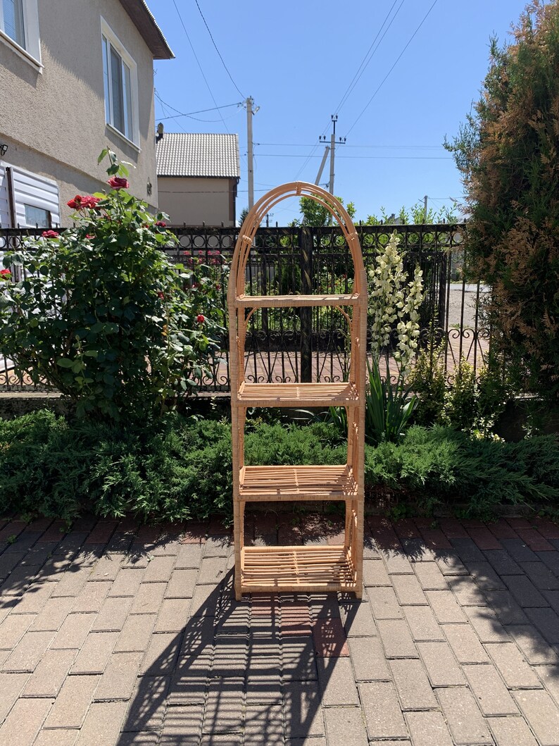 Arched Wicker Shelf Wicker Plant Shelf Shelving Unit Wicker Etsy