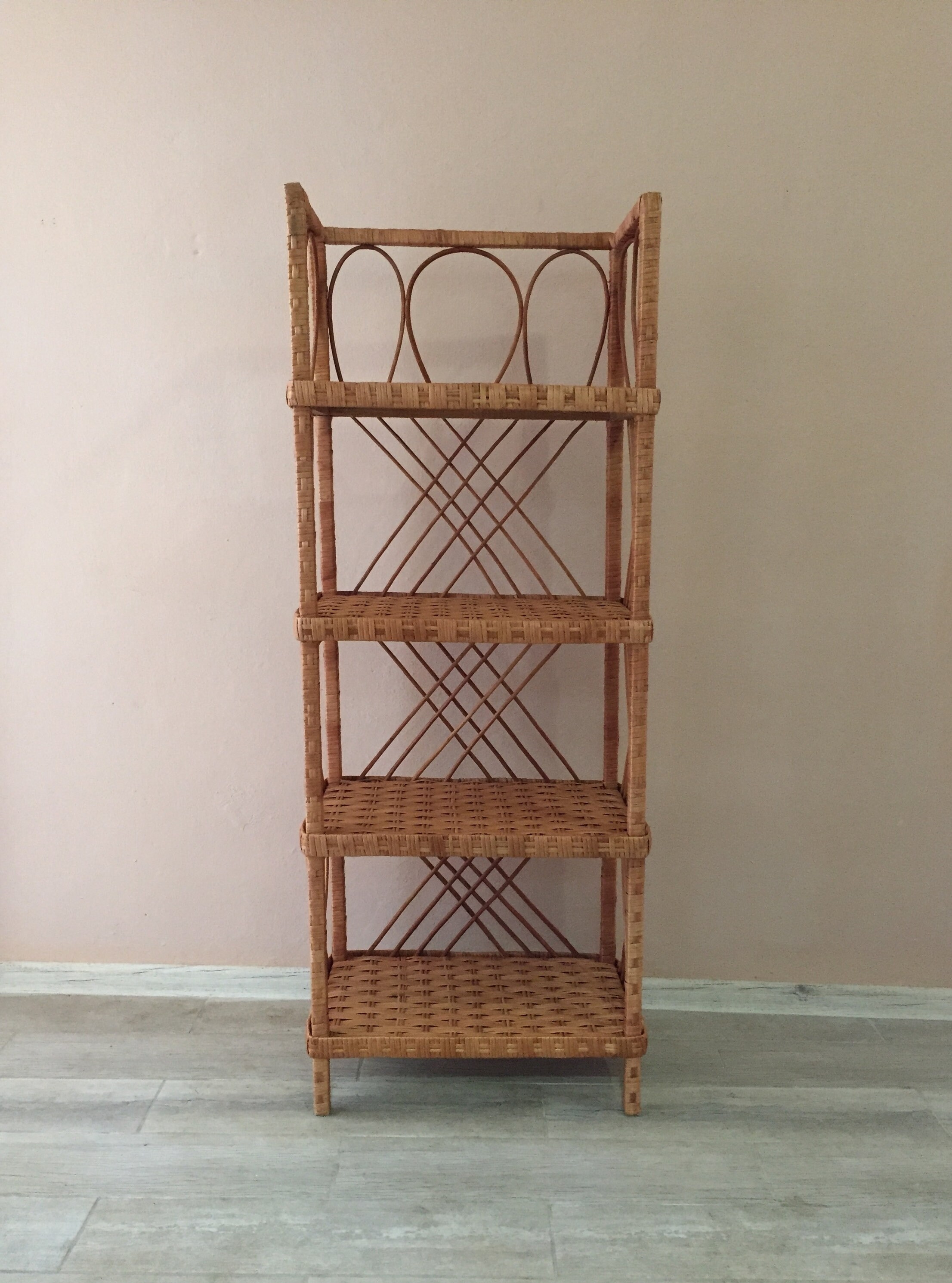 Mid Century Shelf Wicker Shelf Unit Display Shelves Wicker Etsy