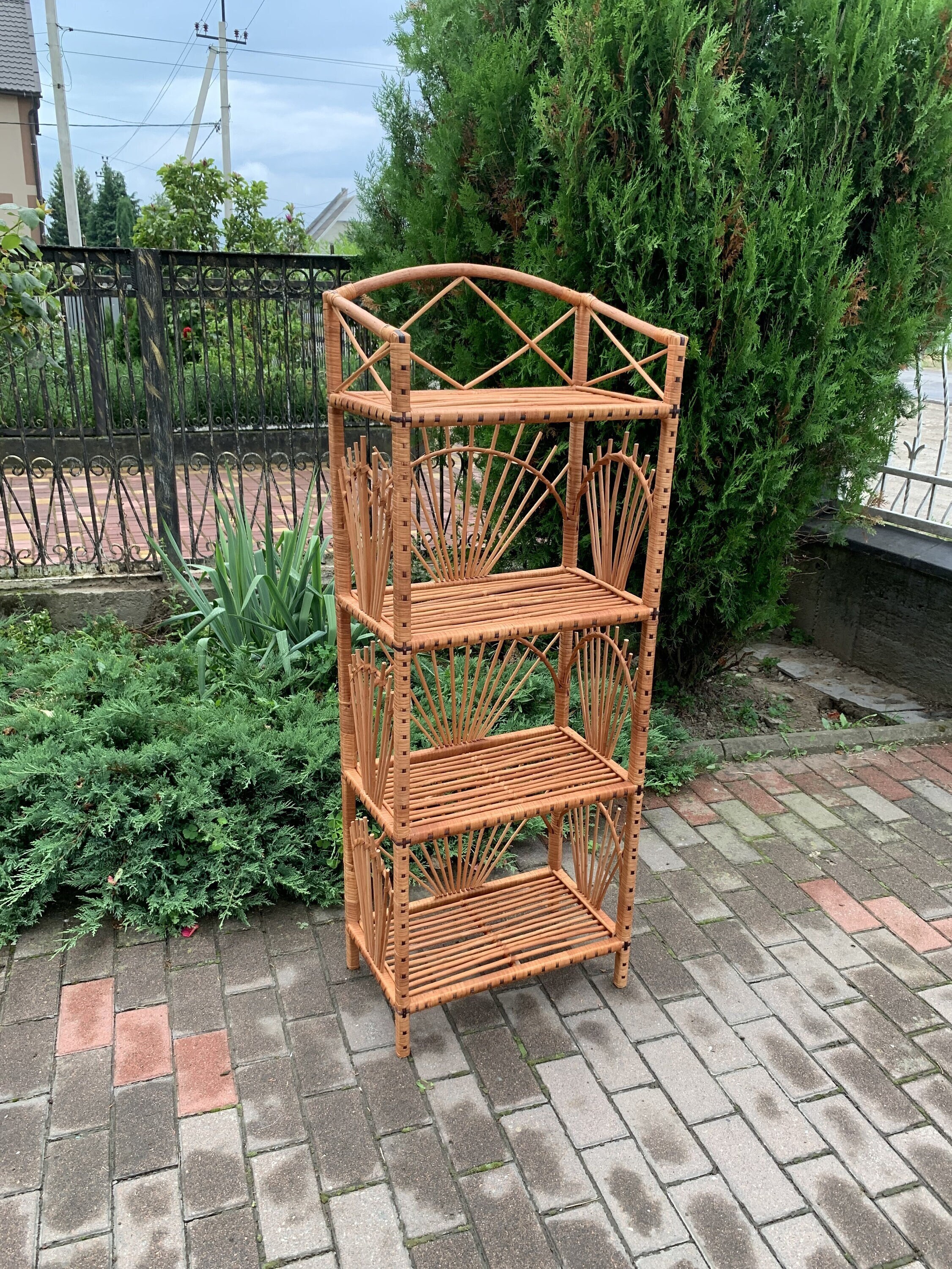 Wicker Shelving Unit Bookcase Shelf Wicker Rattan Shelf Etsy