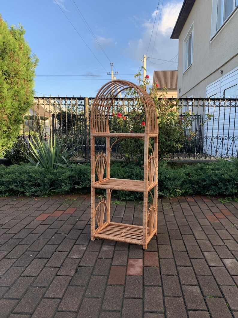 Arched Wicker Shelf Wicker Plant Shelf Shelving Unit Wicker Etsy