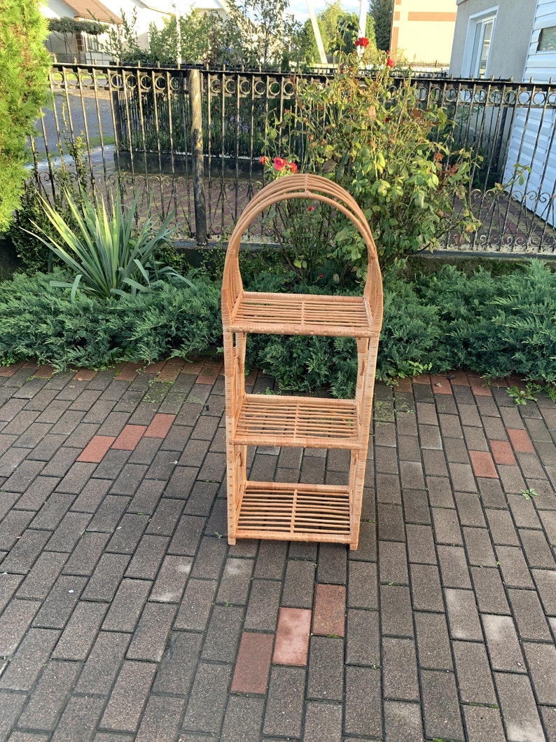 Arched Wicker Shelf Wicker Plant Shelf Shelving Unit Wicker Etsy