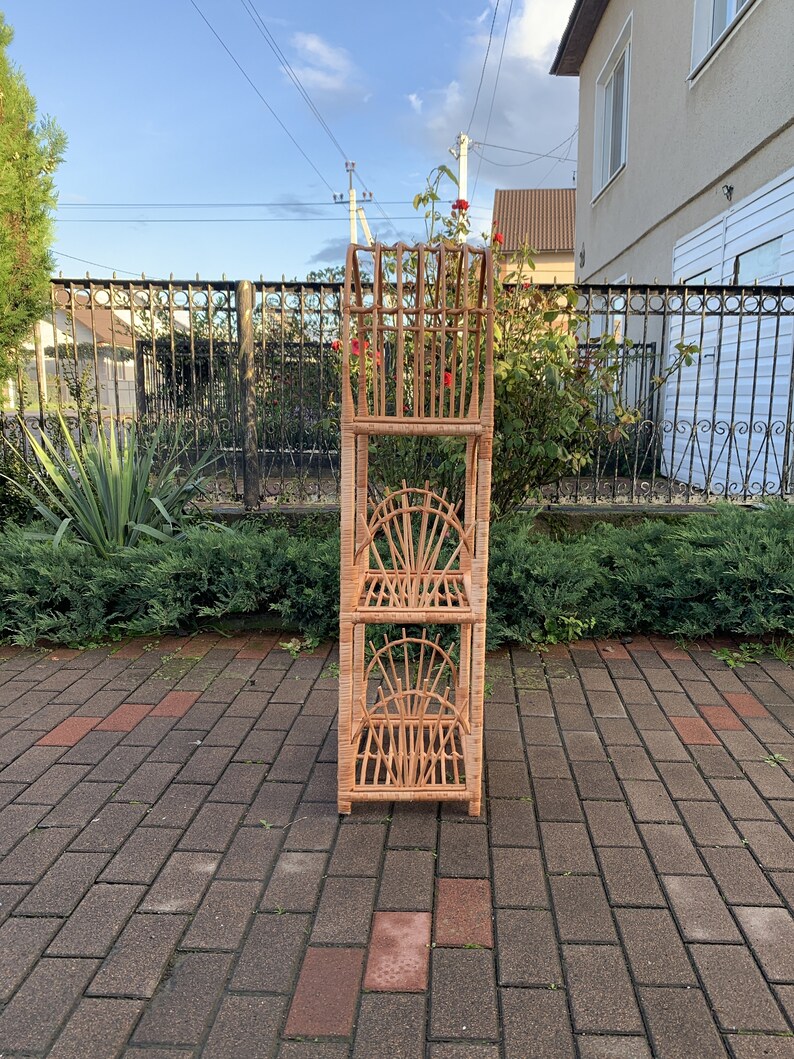 Arched Wicker Shelf Wicker Plant Shelf Shelving Unit Wicker Etsy