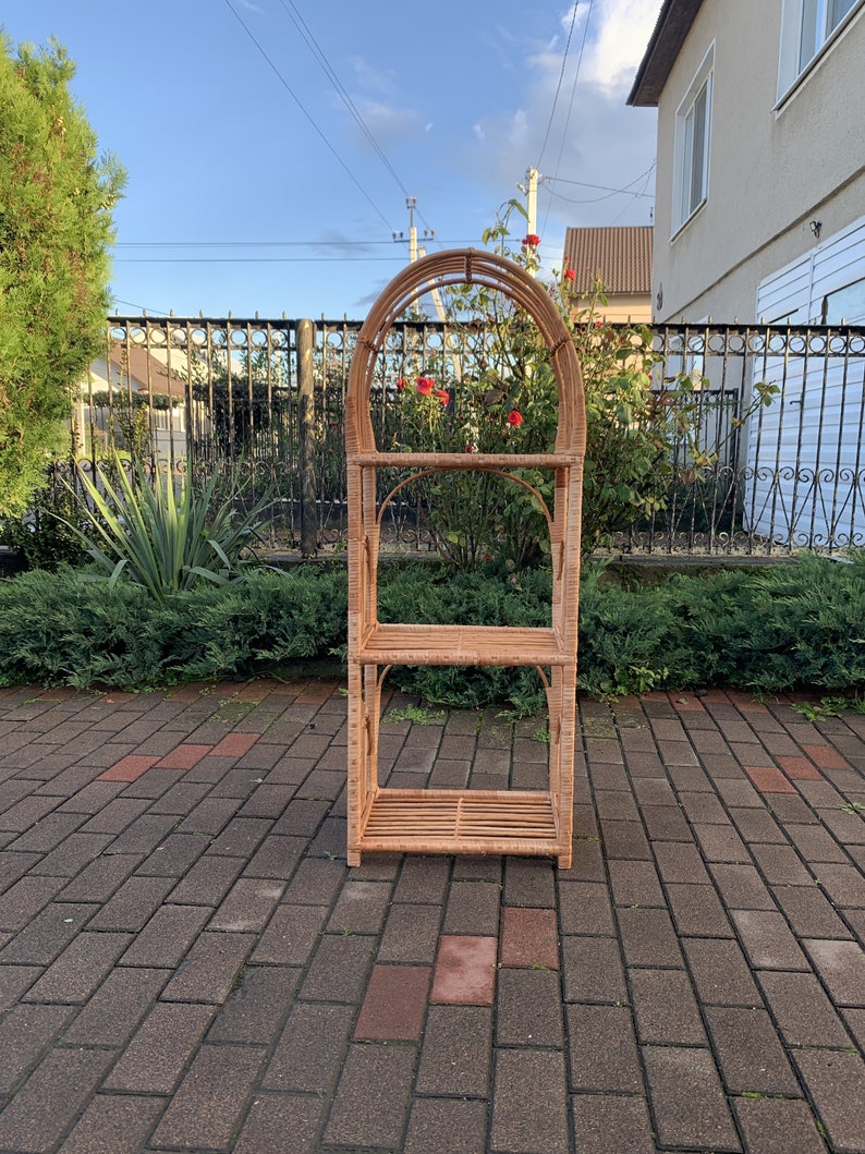 Arched Wicker Shelf Wicker Plant Shelf Shelving Unit Wicker Etsy