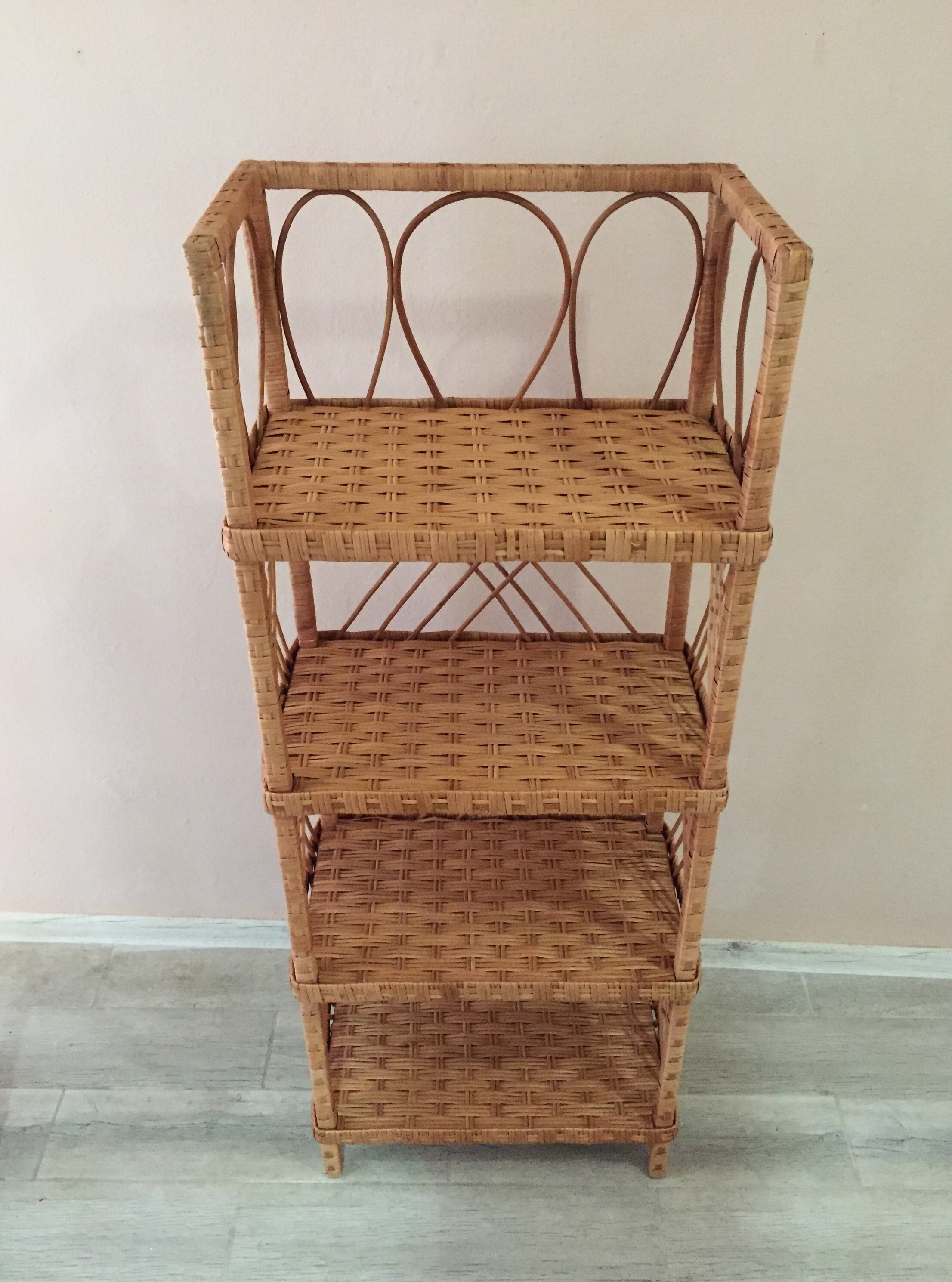 Mid Century Shelf Wicker Shelf Unit Display Shelves Wicker Etsy