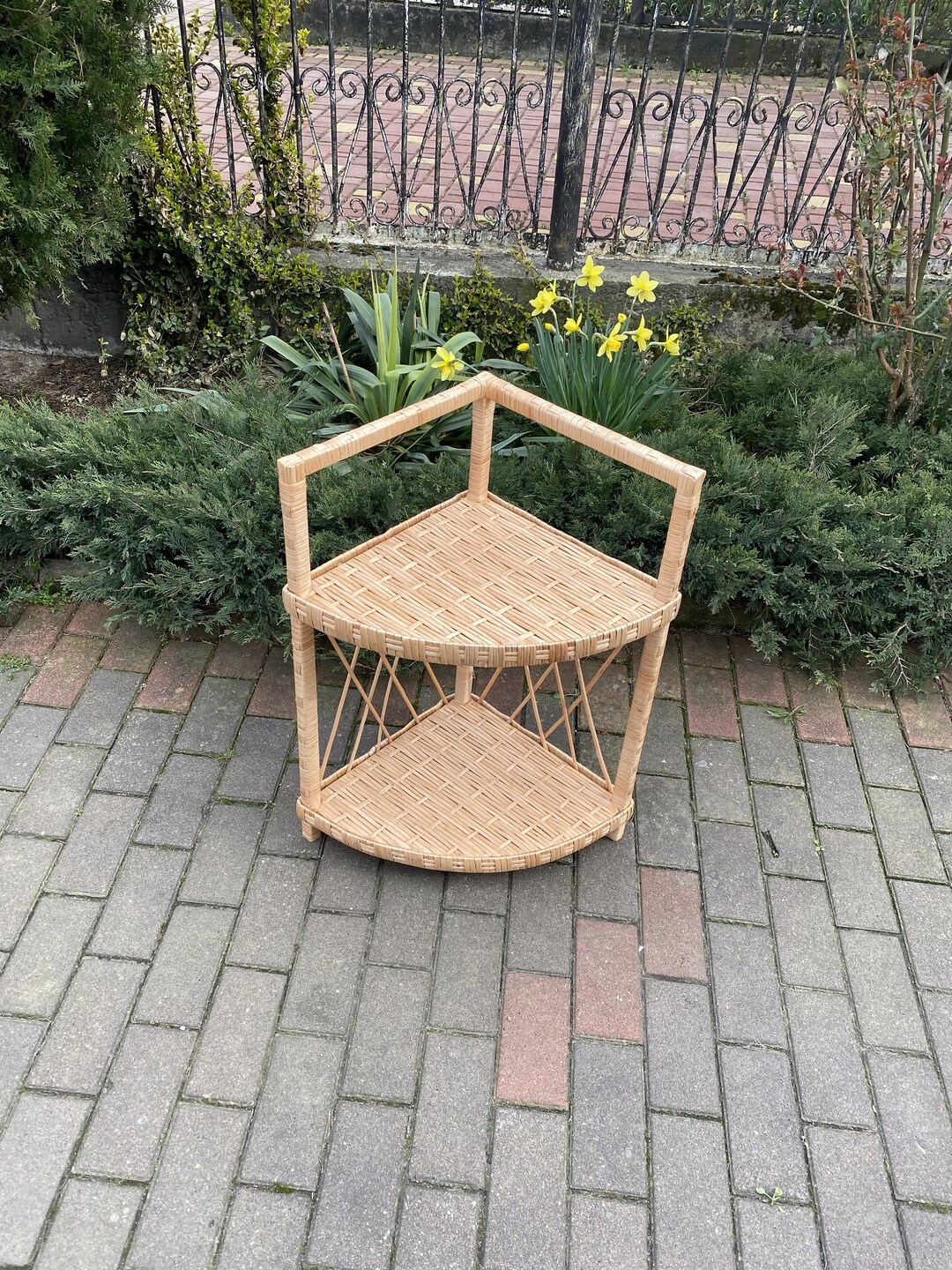 Corner Shelves Rattan Shelf Corner Wicker Corner Shelf Etsy