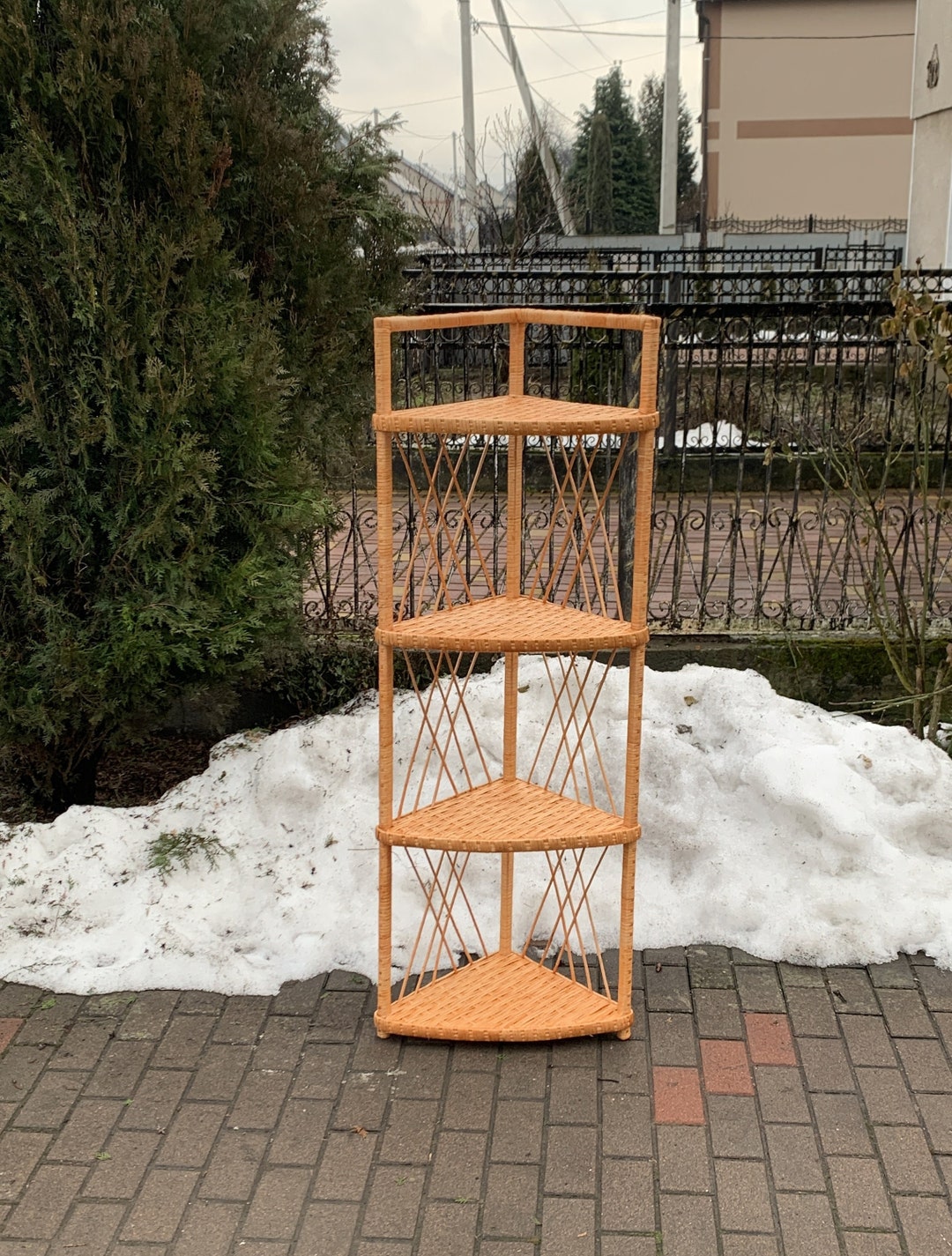 Wicker Corner Shelf, Corner Shelves, Wicker Shelf, Rattan Furniture