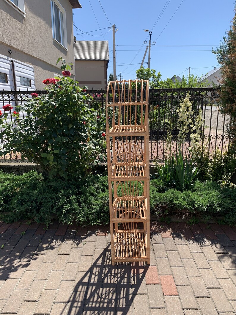 Arched Wicker Shelf Wicker Plant Shelf Shelving Unit Wicker Etsy