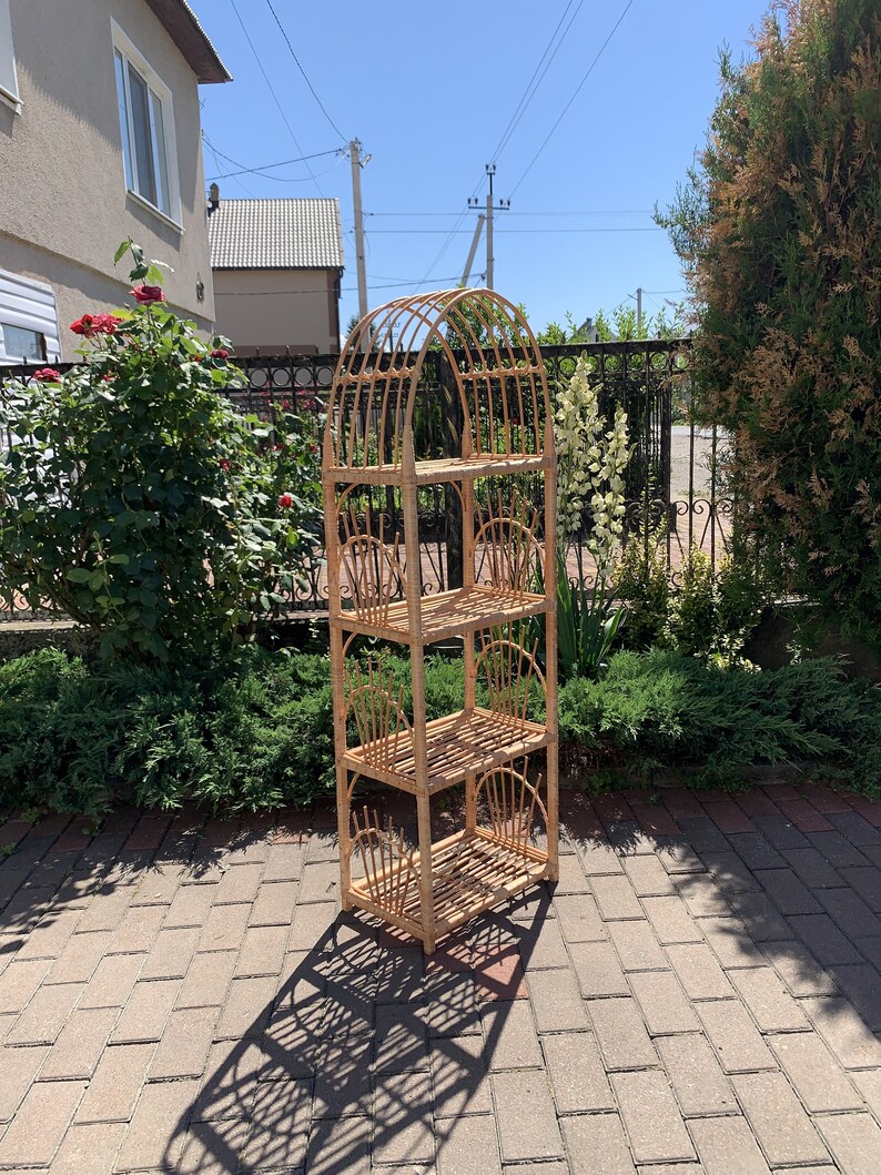 Arched Wicker Shelf Wicker Plant Shelf Shelving Unit Wicker Etsy Canada