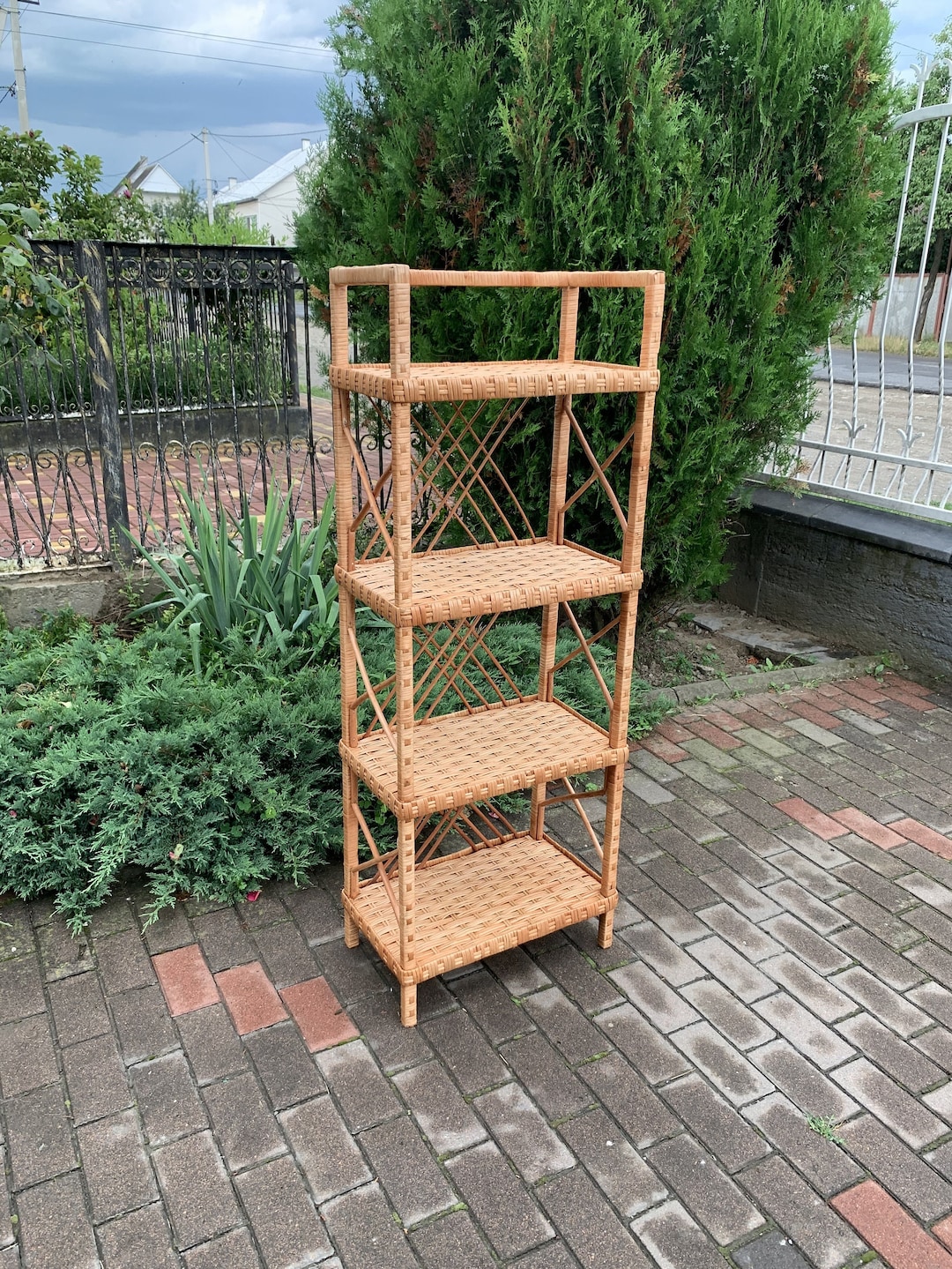 Wicker Rattan Shelf, Wicker Furniture, Rattan Etagere, Bookcase Shelf