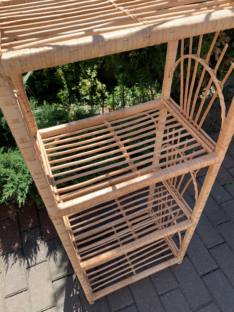Arched Wicker Shelf Wicker Plant Shelf Shelving Unit Wicker Etsy