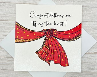 Félicitations pour avoir fait le nœud | Carte de mariage Desi | Mariage indien traditionnel | Célébration | Shaadi | Carte indienne | Ethnique