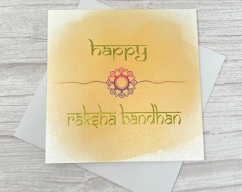 Happy Raksha Bandhan card | Orange | Watercolour design