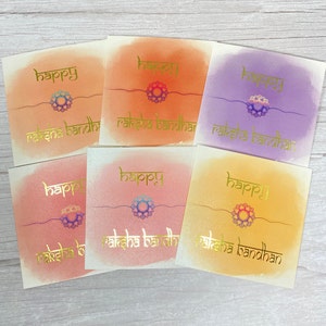 Glückliche Raksha Bandhan Karte | Multipack | 6er Pack | Aquarell Design