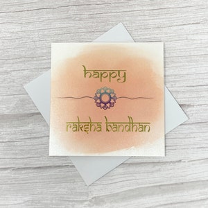 Glückliche Raksha Bandhan Karte | Pfirsich | Aquarell Design