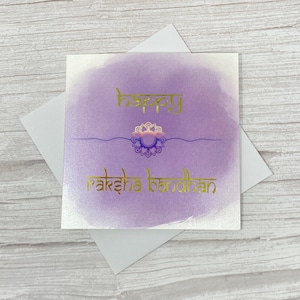 Glückliche Raksha Bandhan Karte | Lila | Aquarell Design