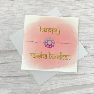 Glückliche Raksha Bandhan Karte | Hellrosa | Aquarell Design